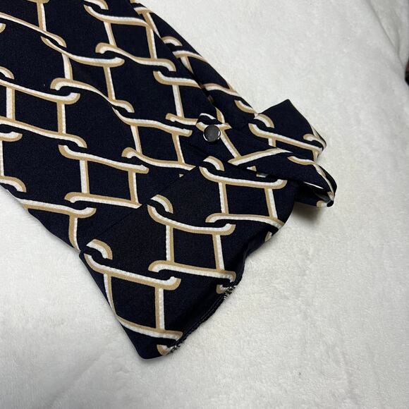 Cocomo Split Neck Chain Link Print Popover Blouse Size 2X 3/4 Roll Tab Sleeve - Picture 8 of 12